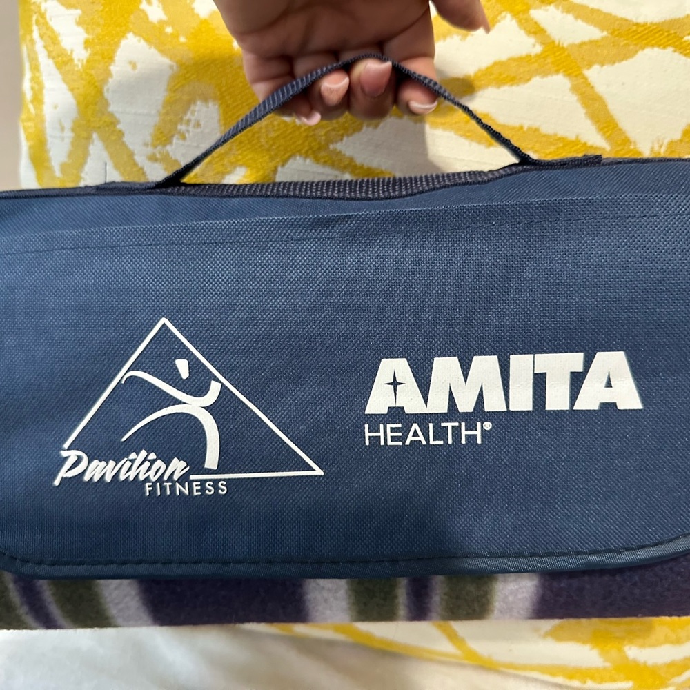 Crown Navy and Green Striped Bag